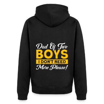 Vintage Vater Papa Zwei Jungen - Unisex Premium Bio Zip Hoodie - Schwarz - Hinten - Nico (187cm)