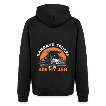 Garbage Trucks Are My Jam Trash Collector Waste - Unisex Premium Bio Zip Hoodie - Schwarz - Hinten - Nico (187cm)