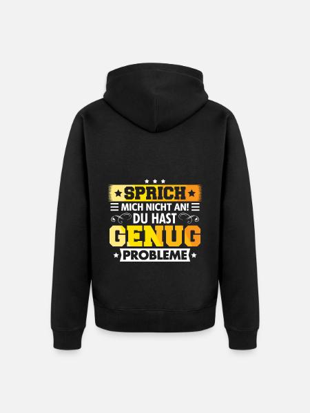 Sprich mich nicht an! - Unisex Premium Bio Zip Hoodie - Schwarz