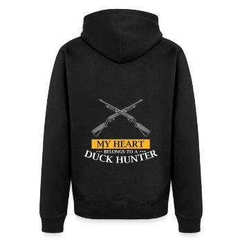Funny Duck Hunting Design Hunter Hunting Duck Design - Unisex Premium Organic Zip Hoodie - black - Back - Nico (187cm)
