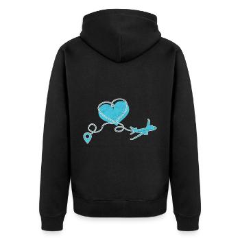Airplane Pilot Fly Heart Destination I Gift - Unisex Premium Organic Zip Hoodie - black - Back - Nico (187cm)
