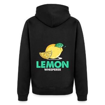 Lemonade Zitrone Limonade Limonaden Stand Design - Unisex Premium Bio Zip Hoodie - Schwarz - Hinten - Nico (187cm)