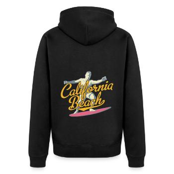 Surfen - Unisex Premium Bio Zip Hoodie - Schwarz - Hinten - Nico (187cm)