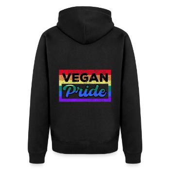 Vegan Vegetarian LGBT Gay Lesbian I Gift - Unisex Premium Organic Zip Hoodie - black - Back - Nico (187cm)