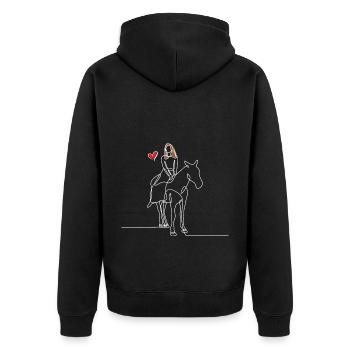 Femme cheval - Veste à capuche bio Premium Unisexe - noir - Dos - Nico (187cm)