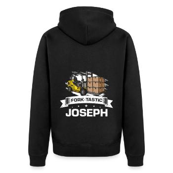 Warehouse drivers and warehouse workers for forklifts - Unisex Premium Organic Zip Hoodie - black - Back - Nico (187cm)