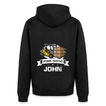 Gabelstaplerfahrer und Lagerhaus Gabestaplerfahrer - Unisex Premium Bio Zip Hoodie - Schwarz - Hinten - Nico (187cm)