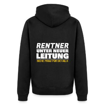 Rentner Spruch Rente Sarkastisches Geschenk - Unisex Premium Bio Zip Hoodie - Schwarz - Hinten - Nico (187cm)