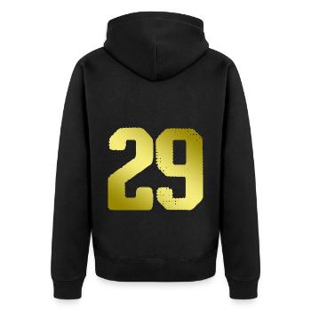29 Zahl Trikot - Unisex Premium Bio Zip Hoodie - Schwarz - Hinten - Nico (187cm)