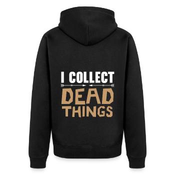 Ich sammle tote Dinge Jagdtaxidermie - Unisex Premium Bio Zip Hoodie - Schwarz - Hinten - Nico (187cm)