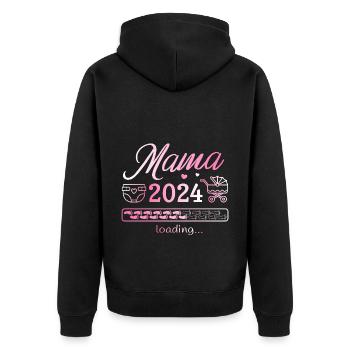 Werdende Mama 2024 Loading Schwanger Mutter - Unisex Premium Bio Zip Hoodie - Schwarz - Hinten - Nico (187cm)