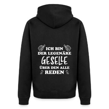 Geselle Lustiger Spruch Gesellenprüfung Geschenk - Unisex Premium Bio Zip Hoodie - Schwarz - Hinten - Nico (187cm)