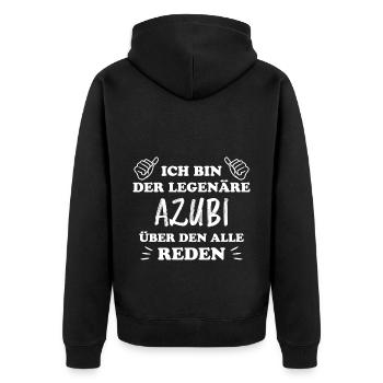 Azubi Witz Spruch Lehrling Auszubildende Geschenk - Unisex Premium Bio Zip Hoodie - Schwarz - Hinten - Nico (187cm)