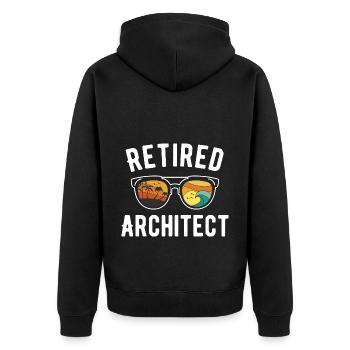 Beachy eyewear for retired architects - Unisex Premium Organic Zip Hoodie - black - Back - Nico (187cm)