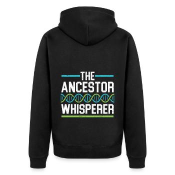 The Ancestral Whisperer Genealogy Family History - Unisex Premium Organic Zip Hoodie - black - Back - Nico (187cm)