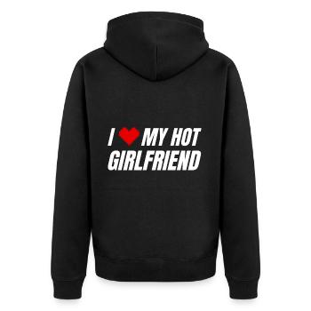 I Heart My Gamer Girl Girlfriend Zocken Pc Zocker - Unisex Premium Bio Zip Hoodie - Schwarz - Hinten - Nico (187cm)