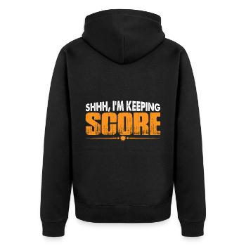 Shhh, I'm Keeping Score 8 - Unisex Premium Bio Zip Hoodie - Schwarz - Hinten - Nico (187cm)