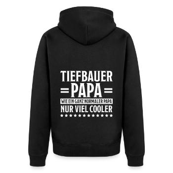 Tiefbauer Beruf Lustiger Spruch Tiefbauer Geschenk - Unisex Premium Bio Zip Hoodie - Schwarz - Hinten - Nico (187cm)