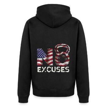 Patriotique 4th of July Body Workout Pas d’excuses - Veste à capuche bio Premium Unisexe - noir - Dos - Nico (187cm)