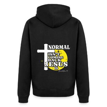 La normalité chrétienne ne revient pas, Jésus le fait - Veste à capuche bio Premium Unisexe - noir - Dos - Nico (187cm)