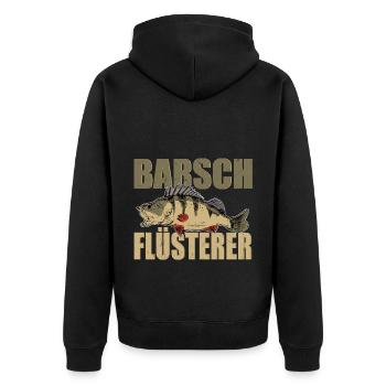 Barsch Flüsterer Barsche Angeln Kretzer Angler - Unisex Premium Bio Zip Hoodie - Schwarz - Hinten - Nico (187cm)