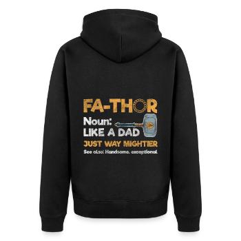 Thor Hammer Mythologie - Unisex Premium Bio Zip Hoodie - Schwarz - Hinten - Nico (187cm)