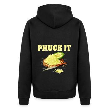 Funny Phuck It Laotian Cuisine - Unisex Premium Organic Zip Hoodie - black - Back - Nico (187cm)