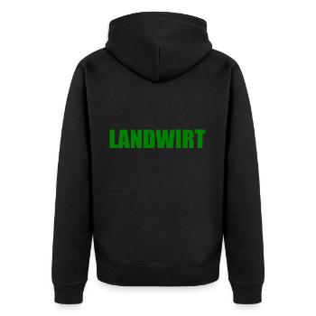 Landwirt - Unisex Premium Bio Zip Hoodie - Schwarz - Hinten - Nico (187cm)