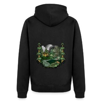 Forest, Cabin, Nature, Forest Dweller, Nature Lover - Unisex Premium Organic Zip Hoodie - black - Back - Nico (187cm)