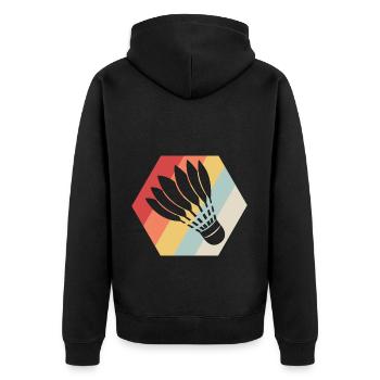 Badminton Spieler Lustiger Federball Mannschaft Badminton - Unisex Premium Bio Zip Hoodie - Schwarz - Hinten - Nico (187cm)