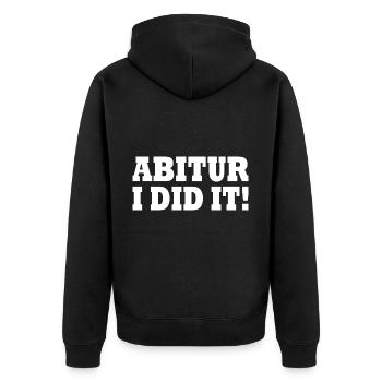 Abitur - Unisex Premium Bio Zip Hoodie - Schwarz - Hinten - Nico (187cm)