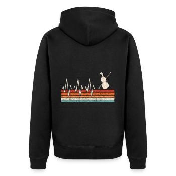 Violine Herzschlag - Unisex Premium Bio Zip Hoodie - Schwarz - Hinten - Nico (187cm)