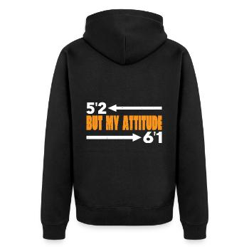 5'2 Mais mon attitude 6'1 7 - Veste à capuche bio Premium Unisexe - noir - Dos - Nico (187cm)