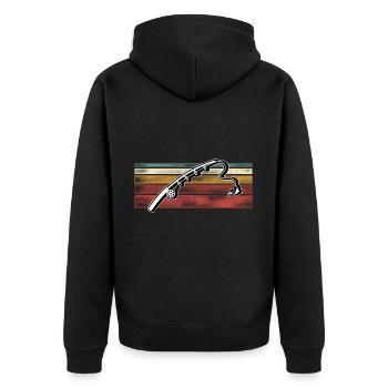 Angeln Angler Fischen - Unisex Premium Bio Zip Hoodie - Schwarz - Hinten - Nico (187cm)