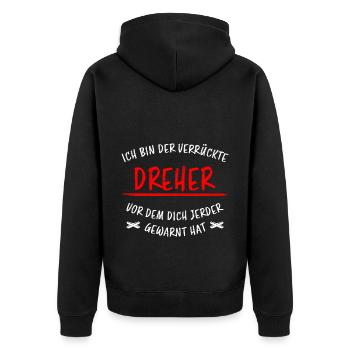 Dreher Lustiger Spruch Job Drehmaschinen Geschenk - Unisex Premium Bio Zip Hoodie - Schwarz - Hinten - Nico (187cm)