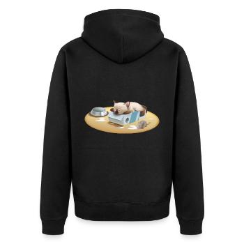 Chat Siam mignon - Famille De chats - Veste à capuche bio Premium Unisexe - noir - Dos - Nico (187cm)