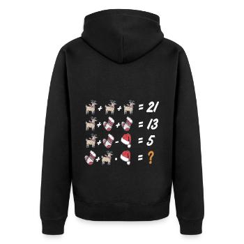 Ugly Xmas, Weihnachten, Mathematik, Aufgabe Mathe - Unisex Premium Bio Zip Hoodie - Schwarz - Hinten - Nico (187cm)