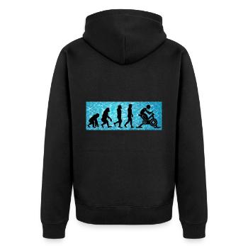 Aqua Cycling Schwimmbad Fitness Evolution - Unisex Premium Bio Zip Hoodie - Schwarz - Hinten - Nico (187cm)