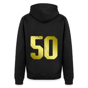 Maillot 50 numéros - Veste à capuche bio Premium Unisexe - noir - Dos - Nico (187cm)
