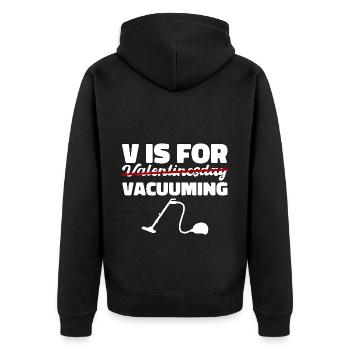 Valentine's Day vaccuming Love Cleanliness Gift - Unisex Premium Organic Zip Hoodie - black - Back - Nico (187cm)