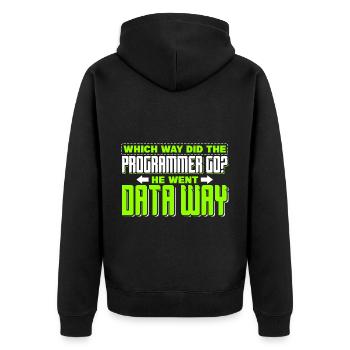 Programming - Which way did the programmer go? - Unisex Premium Organic Zip Hoodie - black - Back - Nico (187cm)