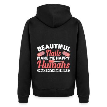 Nagellack Nageldesign Manicure Nagelstudio Nägel - Unisex Premium Bio Zip Hoodie - Schwarz - Hinten - Nico (187cm)