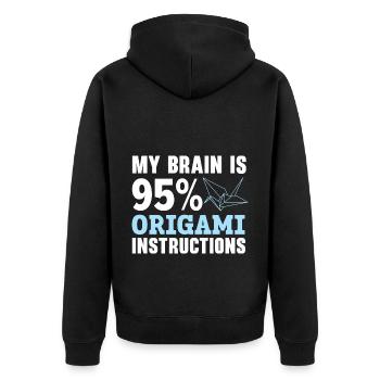 Mein Gehirn besteht zu 95% aus Origami-Anleitungen - Unisex Premium Bio Zip Hoodie - Schwarz - Hinten - Nico (187cm)