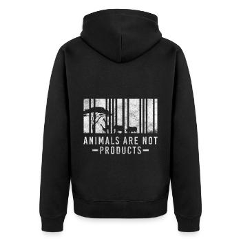 Animal lover Vegetarian Rescue Meatless - Unisex Premium Organic Zip Hoodie - black - Back - Nico (187cm)