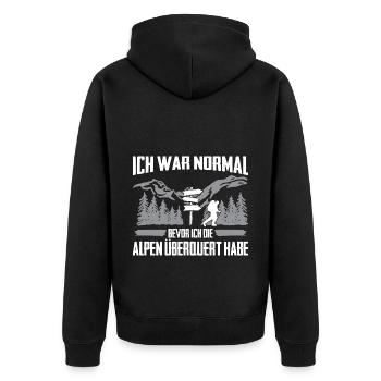 Alpenüberquerung Für Alpenüberquerer Wanderin Wand - Unisex Premium Bio Zip Hoodie - Schwarz - Hinten - Nico (187cm)