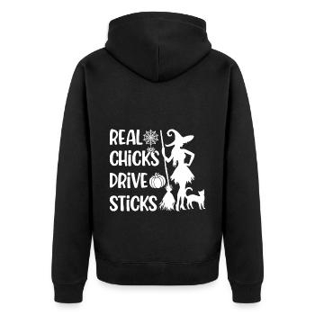 Halloween Costume Pumpkin Skeleton Horror Ghost - Unisex Premium Organic Zip Hoodie - black - Back - Nico (187cm)