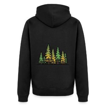 Wald Bäume - Unisex Premium Bio Zip Hoodie - Schwarz - Hinten - Nico (187cm)
