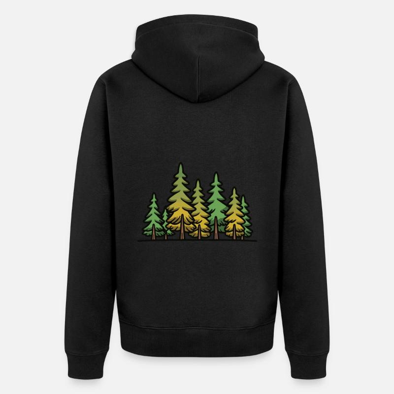 Arbres de la forêt - Veste à capuche bio Premium Unisexe - noir