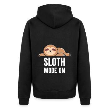 Faultierliebhaber sagt lustige faule Faultiere schlafen - Unisex Premium Bio Zip Hoodie - Schwarz - Hinten - Nico (187cm)