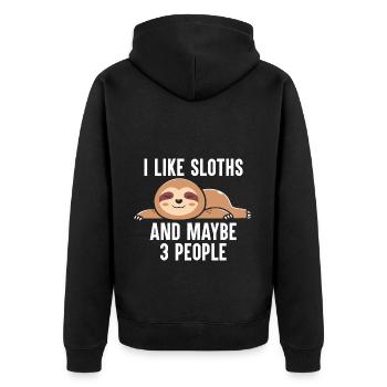 Faultierliebhaber sagt lustige faule Faultiere schlafen - Unisex Premium Bio Zip Hoodie - Schwarz - Hinten - Nico (187cm)